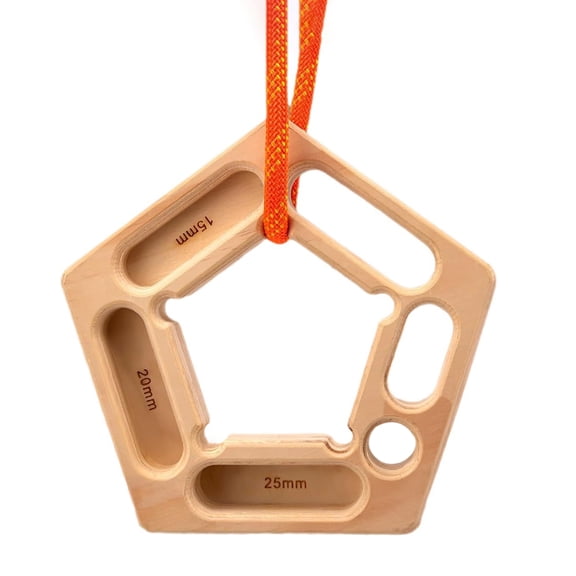Skymirror Rock Climbing Wooden Hangboard Climbers Hand Grip Strength Trainer Finger Forearm Strengthener Portable Pentagon Pull-Up Training Hanging Fingerboard