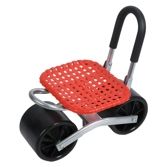 Skymirror Rolling Garden Seat, Garden Carts on Wheels, Utility Garden Stool with 2 Wheels, Foldable Lazy Garden Seat Stool, Picking Rotary Tool Cart with Backrest Height Adjustable