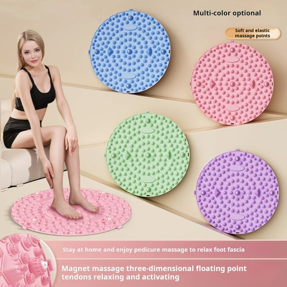 Skymirror Round Foot Massager Mat Feet Pain Relief Muscle Relaxation Foot Reflexology Pad Anti-slip Portable Acupressure Pad Portable Stone Walking Acupoint Mat