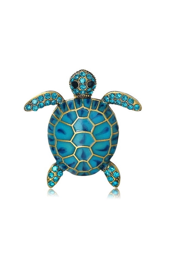 Sea Turtle Brooch Oil-dripping Rhinestone Animal Shape Retro Personality Gift Alloy Women Men Business Suit Lapel Pin Fashion Jewelry