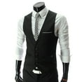 thumbnail image 1 of Skymirror Suit Vest Sleeveless Pockets Simple Solid Color Men Formal Business Vest Workwear, 1 of 7
