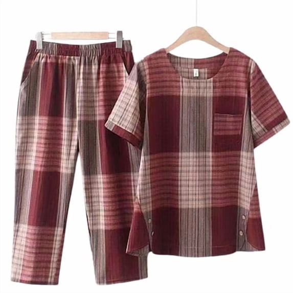 Skymirror T-shirt Round Neck Button Design Casual Women Short Sleeve Tops Pants Set for Daily Wear