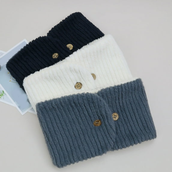 Skymirror Thick Warm Fleece Lined Scarf Soft Comfortable Unisex Neck Warmer Solid Color Button Closure Winter Scarf for Cold Weather