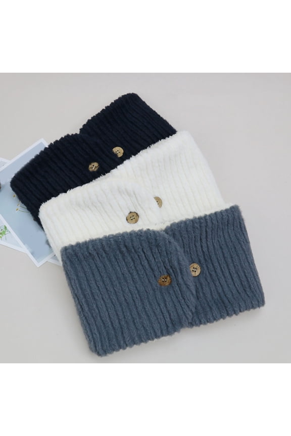 Thick Warm Fleece Lined Scarf Soft Comfortable Unisex Neck Warmer Solid Color Button Closure Winter Scarf for Cold Weather