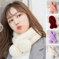 thumbnail image 1 of Skymirror Thickened Wide Plush Ball Noble Thermal Scarf Female Autumn Winter Solid Faux Fur Scarf Wrap, 1 of 8
