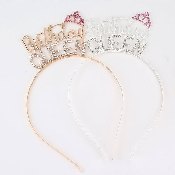 Skymirror Tiara Headband Adorable Stretched to Fit Rhinestone Birthday Girl Queen Princess Headband for Birthday