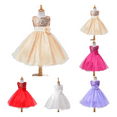thumbnail image 1 of Skymirror Toddler Girls Sequin Dress Sequins Round Neck Sleeveless Sparkly Special Occasion Kids Party Ruffle Tulle Hem Children Puffy Long Dress, 1 of 2