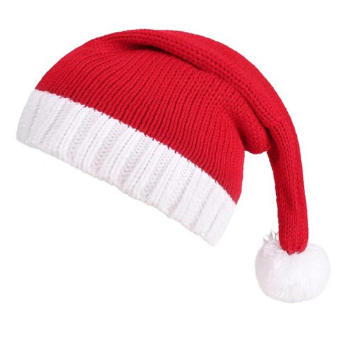 Skymirror Unisex Christmas Santa Hat Children Parents New Year Cap Thick Party Beanie Contrast Color Elastic Thick Plush Decor Santa Cosplay Adult Holiday Headgear