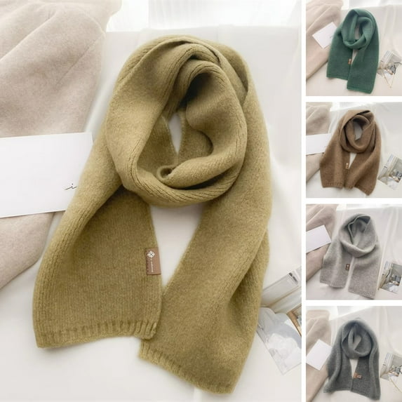 Skymirror Unisex Fall Winter Scarf Knitted Thickened Solid Color Warm Soft Cozy Wide And Long Neck Washable Women Men Shaw