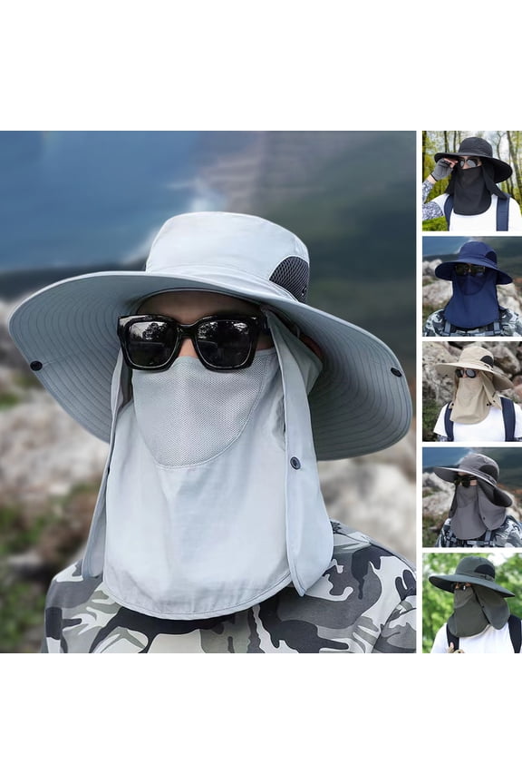 Unisex Sunhat with Detachable Front Cover Face Neck Anti UV Sunscreen Long Brim Outdoor Fishing Cycling Gardening Camping Cap
