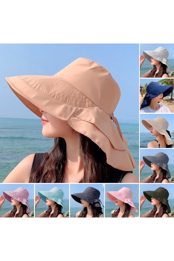 Wide Brim Shawl Design Fisherman Hat Women Summer Solid Color Ponytail Visor Hat Costume Accessories