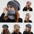 thumbnail image 1 of Skymirror Women Autumn Winter Hat Scarf Set Windproof Cold Prevention Soft Thick Fleece Lined Scarf Beanie Hat, 1 of 8