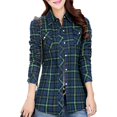 thumbnail image 1 of Skymirror Women Autumn Winter Plaid Print Shirt Coat Lapel Long Sleeve Pockets Single Breasted Jacket Thick Fleece Lining Casual Outerwear, 1 of 8