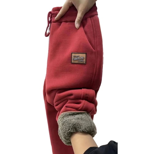 Skymirror Women Autumn Winter Warm Sweatpants High Waist Drawstring Pockets Solid Color Casual Trousers Fleece Lining Thick Harem Pants