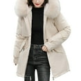thumbnail image 1 of Skymirror Women Coat Hooded Winter Jacket with Faux Fur Collar Warm Fashionable Zipper Closure Coat for Autumn Winter, 1 of 8