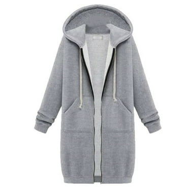 Skymirror Women Coat Solid Color Thick Long Sleeves Drawstring Long Lady Jacket Women Clothes