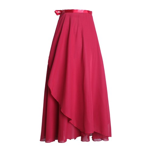 Skymirror Women Dance Skirt High Waist Lace-up Multi-Layered Mesh Chiffon Long Skirt Solid Color Flowy Maxi Skirt Adult Ballet Skirt