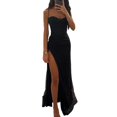 thumbnail image 1 of Skymirror Women Evening Dress Spaghetti Strap Shiny Sequin Sleeveless Off Shoulder Low-cut High Split Loose High Waist Floor Length Lady Prom Dress, 1 of 8