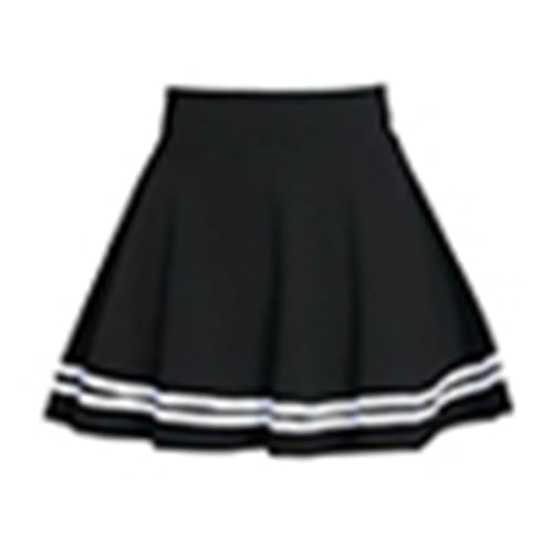 Skymirror Women Fashion Solid Color High Waist Stripe Pleated A Line Mini School Skirt
