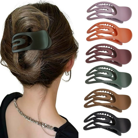 Skymirror Women Hair Claw Solid Color Anti-slip Teeth Hair Clip Strong Grip Back Head Hair Claw Shark Shower Hair Clamp Hair Styling Tool Hair Accessory