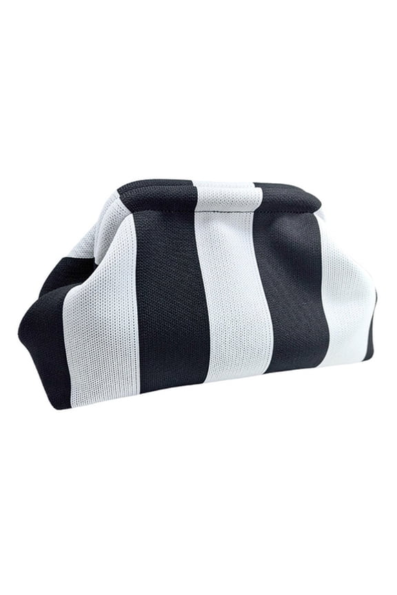 Women Handbag Colorblock Knitted Large Capacity Large Mouth Cosmetic Cellphone Keys Stoarge Pouch Summer Beach Clutch Lady Purse
