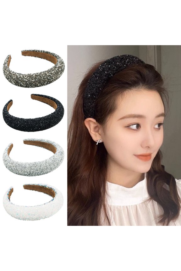Women Luxury Hair Hoop Shiny Rhinestones Inlaid Headband Heightened Design Lightweight Headwear Head Accessories