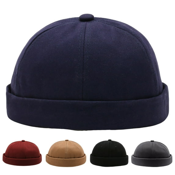 Skymirror Women Men Beanie Hat Round Solid Color Adjustable No Brim Breathable Decorative Hip Hop Street Dancer Skullcap Headwear