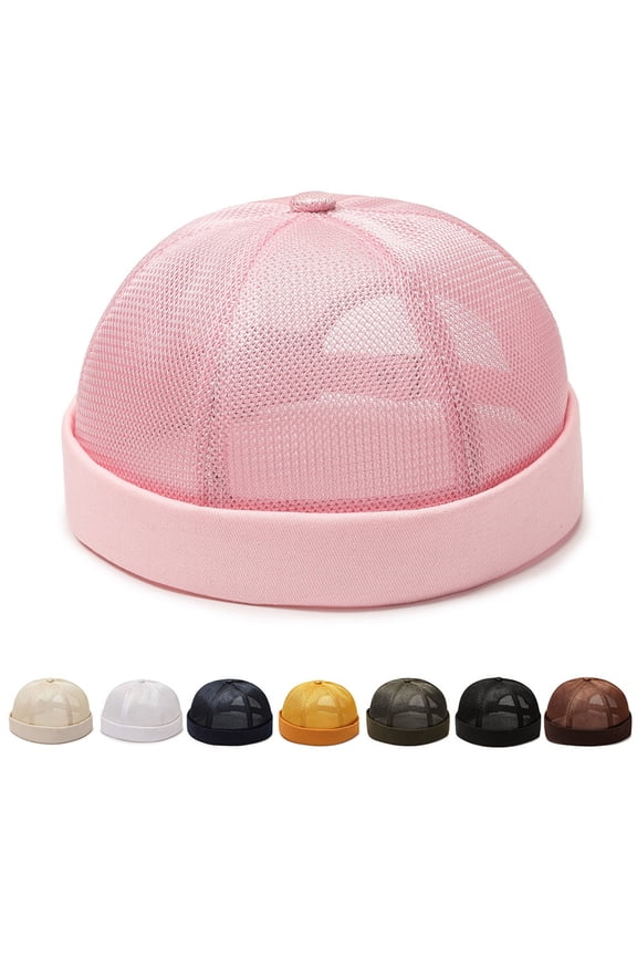 Women Men Dome Hat Hollow Out Mesh Supper Breathable Brimless Solid Color Decorative Hip Hop Unisex Ponytail Hole Docker Hat Headwear