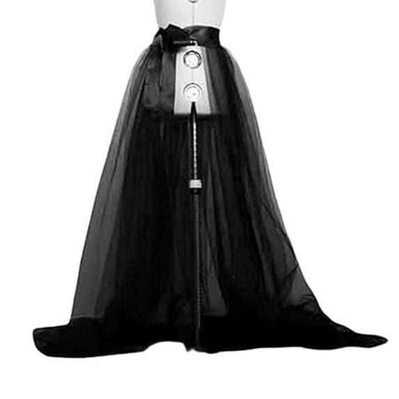 Skymirror Women Prom Skirt Tulle Gauze Lace-up Bandage High Waist Bow Thin Retro Solid Color A-line Big Hem Wedding Party Floor Length Maxi Skirt Petticoat