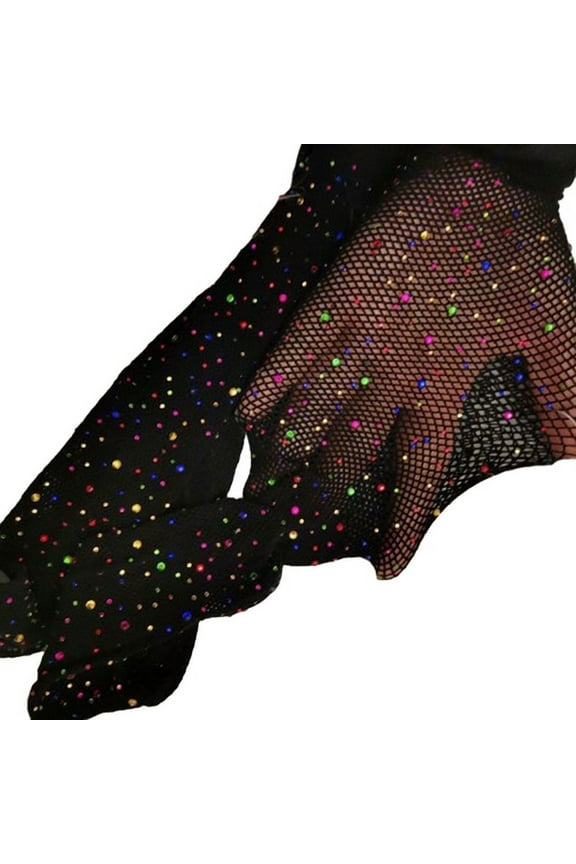 Women Sexy Pantyhose Shiny Rhinestone High Elasticity Anti-slip Ultrathin See-through Hollow Out Fishnet Soft Skinny Party Club Pantyhose
