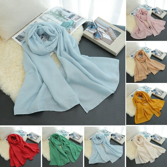 Skymirror Women Summer Scarf Large Long Lightweight Beach Gauze Shawl Wrap Solid Color Thin Long Shawl Daily Wear