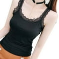 thumbnail image 1 of Skymirror Women Summer Thin Vest U-Neck Sleeveless Slim Fit Tank Tops Solid Color Lace Trimmed Camisole Streetwear, 1 of 8