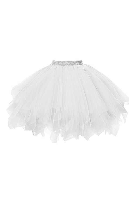 Women Tutu Skirt A-line Big Swing Scattered Hem Solid Color Multi-layered Candy Color High Elastic Waist Fluffy Gauze Dancing Performance Short Pleated Skirt