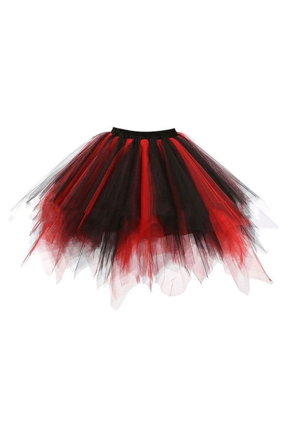 Women Tutu Skirt A-line Big Swing Scattered Hem Solid Color Multi-layered Candy Color High Elastic Waist Fluffy Gauze Dancing Performance Short Pleated Skirt