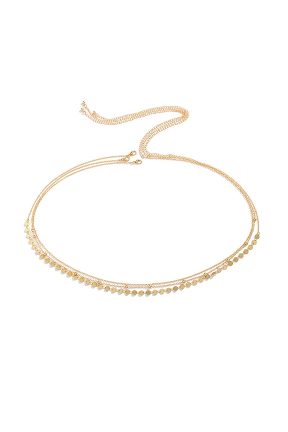 Women Waist Chain Double-layer Sequin Adjustable Length Hollow Out Belly Dance Performance Waist Jewelry Parties Festivals Nightclub Body Chain