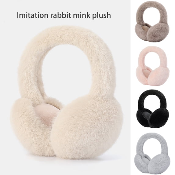 Skymirror Women Winter Earmuffs Faux Fur Thick Cozy Solid Color Elastic Lightweight Anti-slip Foldable Ear Protection Ear Cover Outdoor Ear Warmers