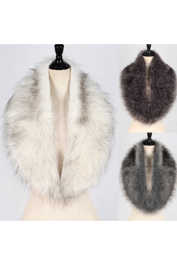 Women Winter Scarf Fluffy Faux Fur Collar Cozy Warm Thick Decorative Heat Retention Lightweight Washable Soft Shawl Collar Neck Wrap