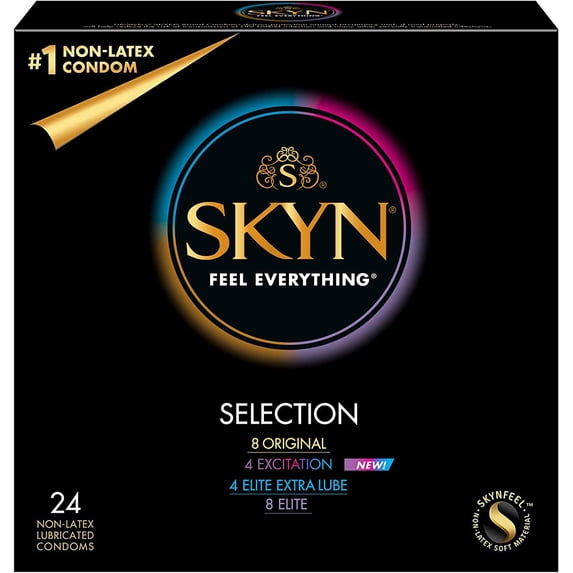 Skyn Selection Lubricated Non-Latex Condoms Variety Pack 24 ea