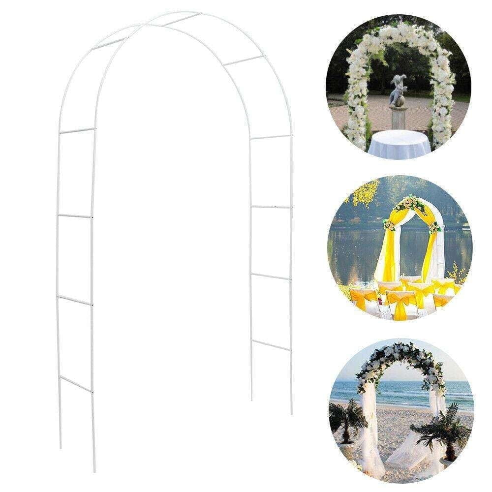 Skypatio 8ft Metal Garden Archway Trellis for Climbing Plants Support or Wedding Decor, White