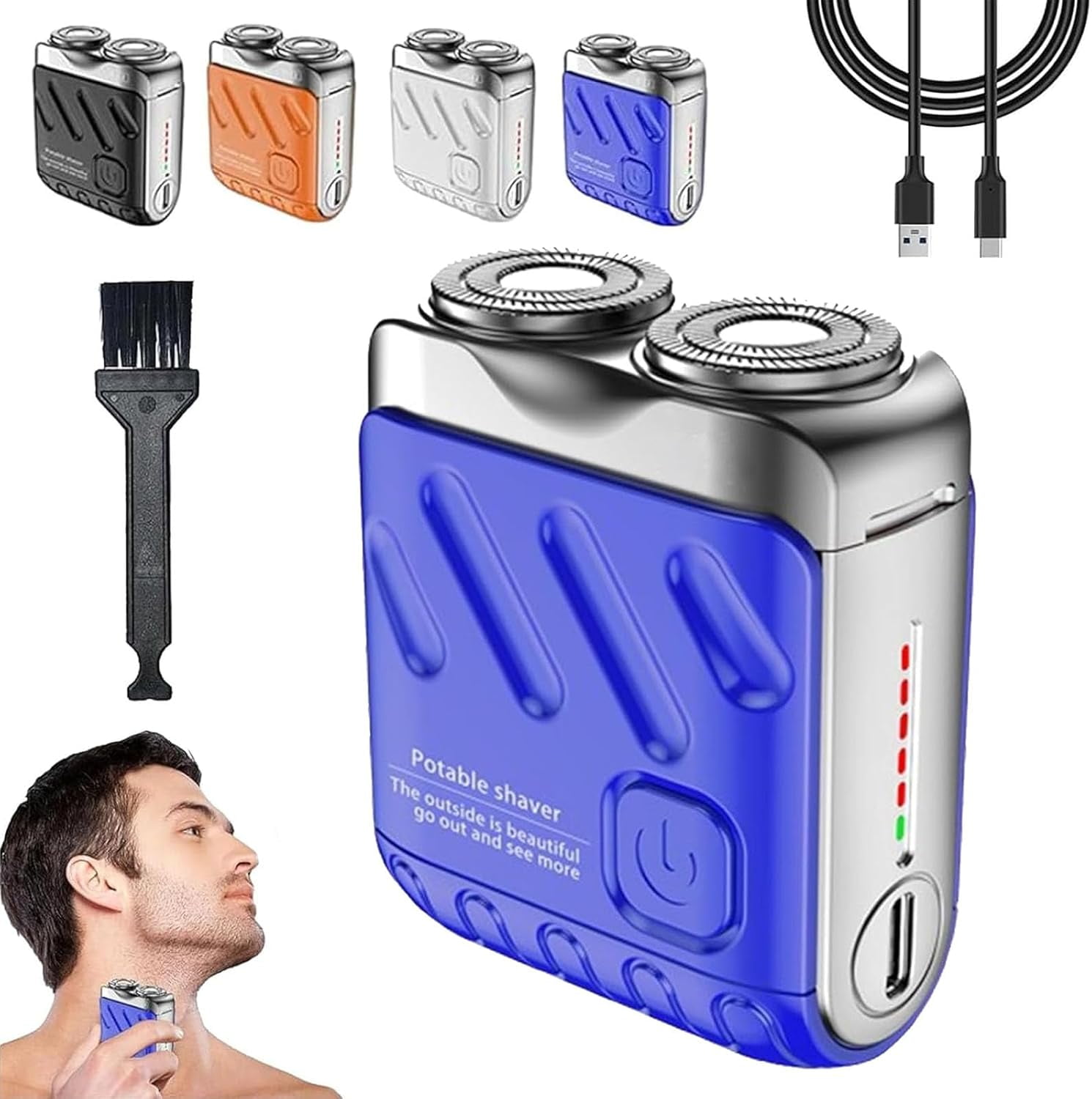 Skypicnic Portable Rotary Dual Ring Electric Shaver, Portable Mini ...
