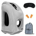thumbnail image 1 of Skyrest Inflatable Travel Pillow - Airplane Pillow/ Plane Pillow for Neck Support on Long Flights, Buses, Cars, Office & Trains - Comes with Eye Mask, Earplugs & Portable Drawstring Bag - Black, 1 of 12