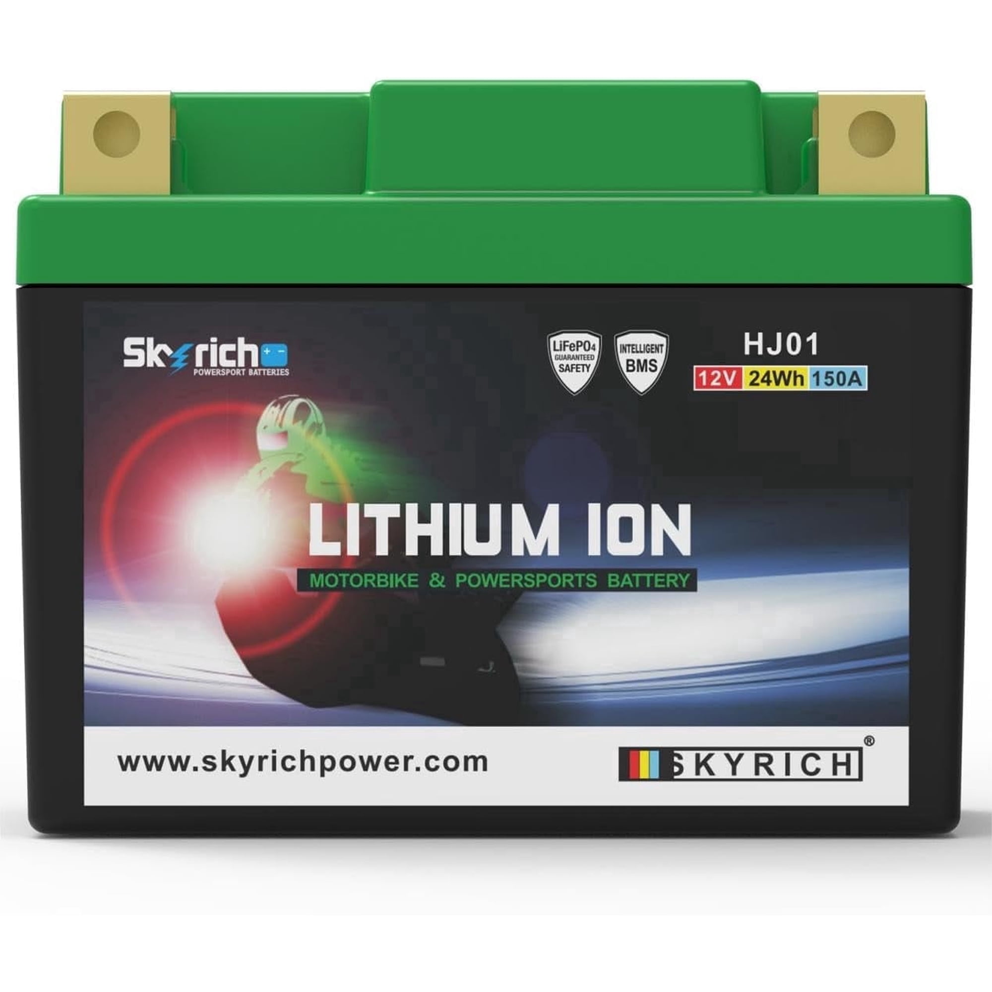 Skyrich HJ-01 Lithium Motorcycle LiFePO4 Battery, 12 Volt 2AH 150CCA, Genuine OEM Part,Motorcycle Battery Compatible with Kawasaki Scooter Snowmobile