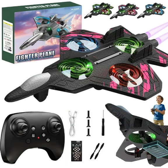 Skyriders RC Jet, 2026 Flip Jet Pro Stunt Plane, Remote Control Fighter Jet with 360° Flips & LED Lights, 3-Speed Adjustable Foam RC Airplane, Easy-Control Fun for Beginners