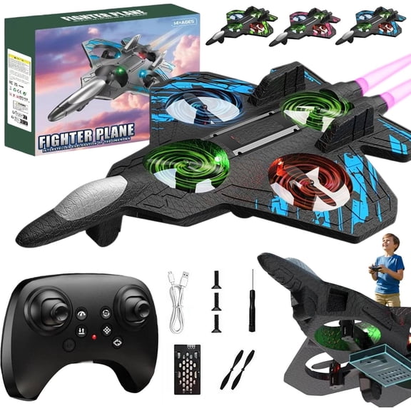 Skyriders RC Jet, 2026 Flip Jet Pro Stunt Plane, Remote Control Fighter Jet with 360° Flips, LED Lights & 3-Speed Modes, Durable Foam RC Airplane Toy for Beginners