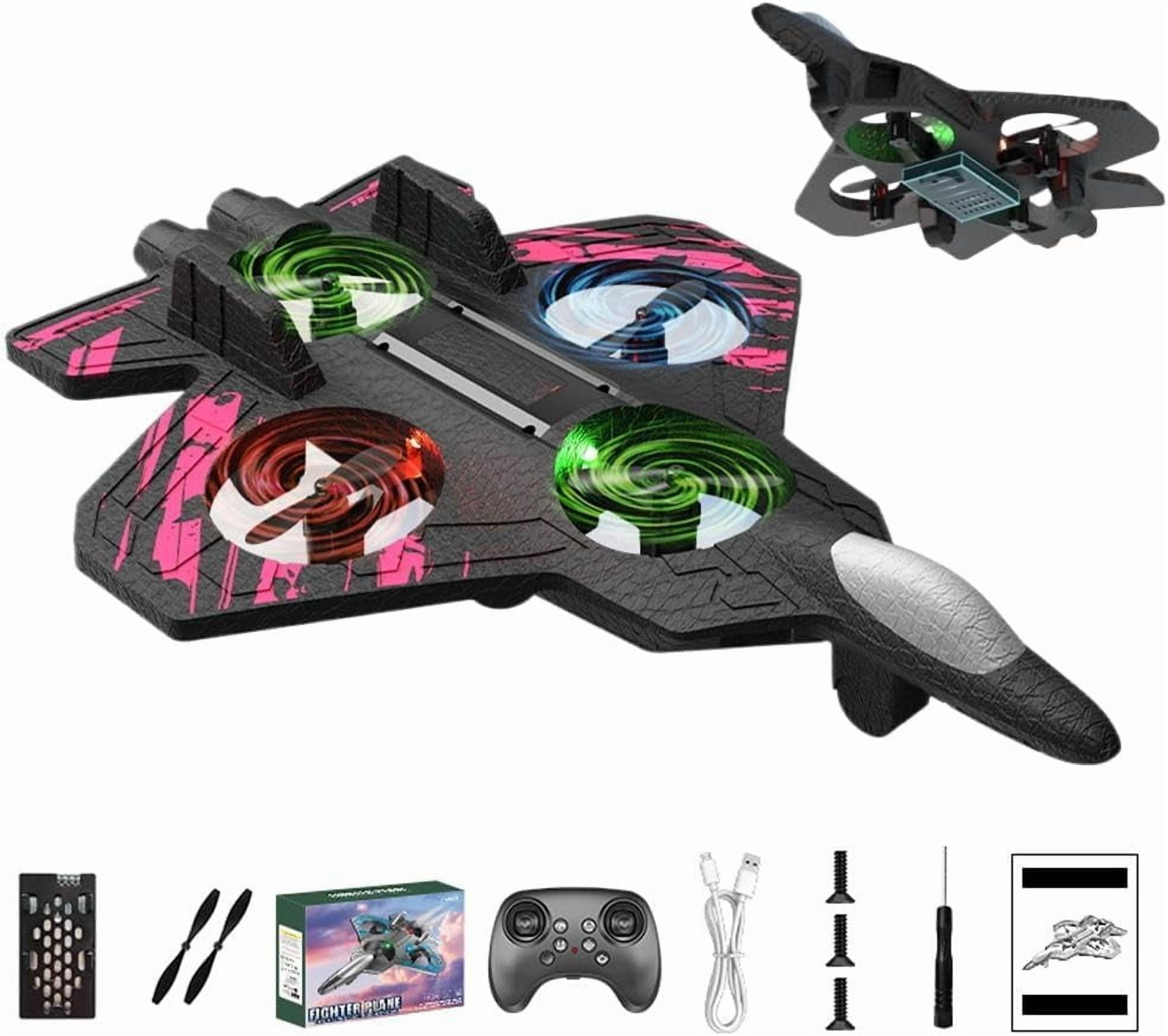 Skyriders RC Jet, Foam Remote Control Fighter Jet Airplane with 360° Flips & LED Lights, 2.4GHz Easy-Fly RC Stunt Plane Toy, Durable Drop-Resistant Jets Drone Great Christmas Birthday Gifts