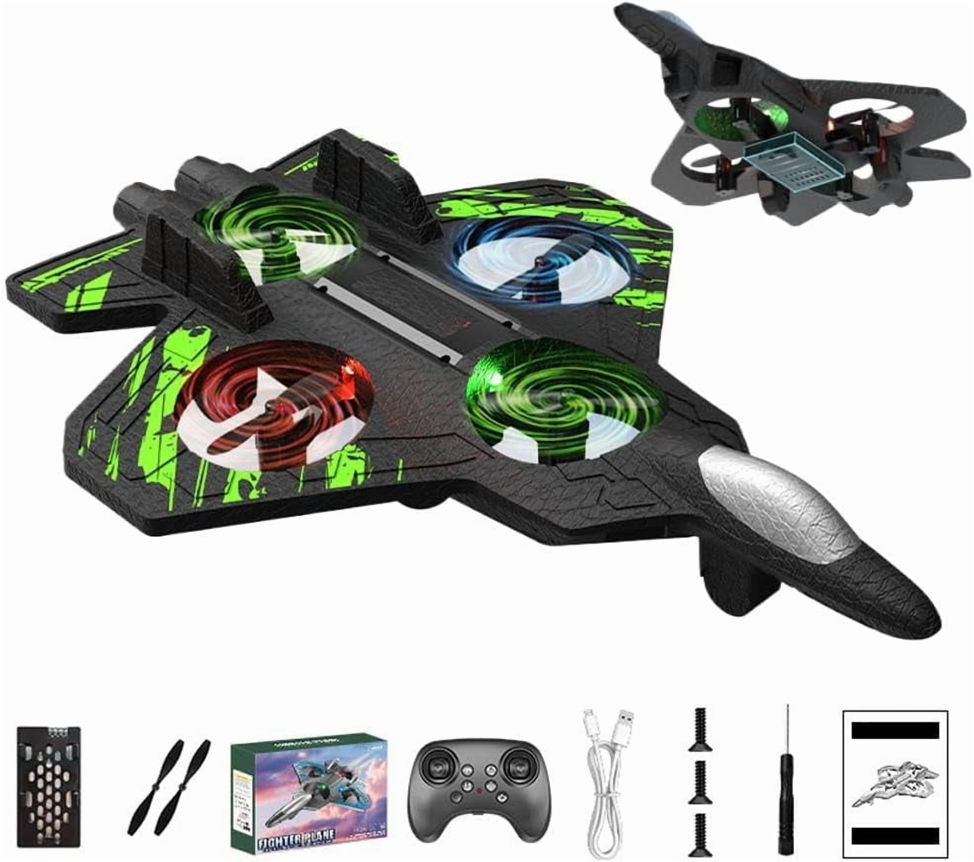 Skyriders RC Jet, Foam Remote Control Fighter Jet Airplane with 360° Flips & LED Lights, 2.4GHz Easy-Fly RC Stunt Plane Toy, Durable Drop-Resistant Jets Drone Great Christmas Birthday Gifts