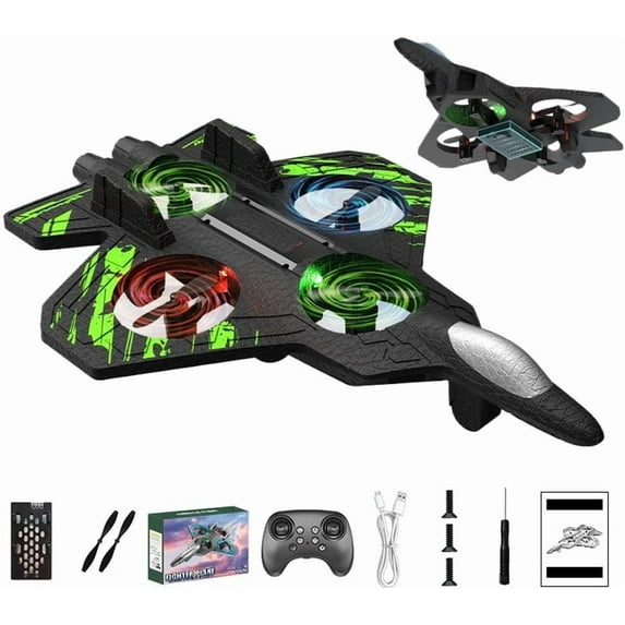 Skyriders RC Jet, Foam Remote Control Fighter Jet Airplane with 360° Flips & LED Lights, 2.4GHz Easy-Fly RC Stunt Plane Toy, Durable Drop-Resistant Jets Drone Great Christmas Birthday Gifts