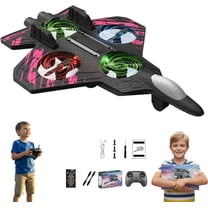 Skyriders RC Jet,RC Stunt Fighter Jet Toy with 360° Flips & LED Lights,Christmas Remote-Controlled Foam Airplanes Toy,Rechargeable Hovering Fighter Helicopter,Easy-Fly RCStunt PlaneToy