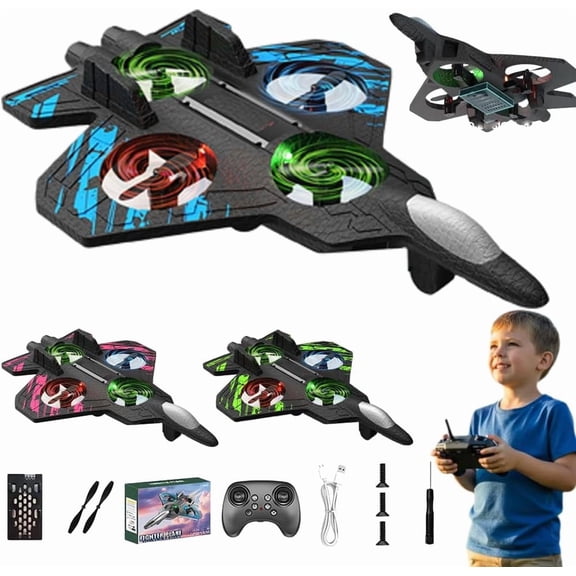 Skyriders RC Jet - Rc Stunt Fighter Jet Toy for Kids,Christmas Remote Control Airplanes RC Planes with 360° Flips & LED Lights,Foam Remote Control Airplanes,Xmas Gifts for Teen Boys Beginners