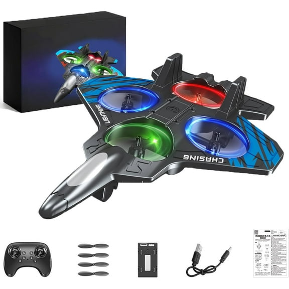 Skyriders RC Jet, Remote Control Fighter Jet with 360° Flips & LED Lights, RC Stunt Foam Airplane, High-Performance Remote Control Aircraft for Outdoor Flying